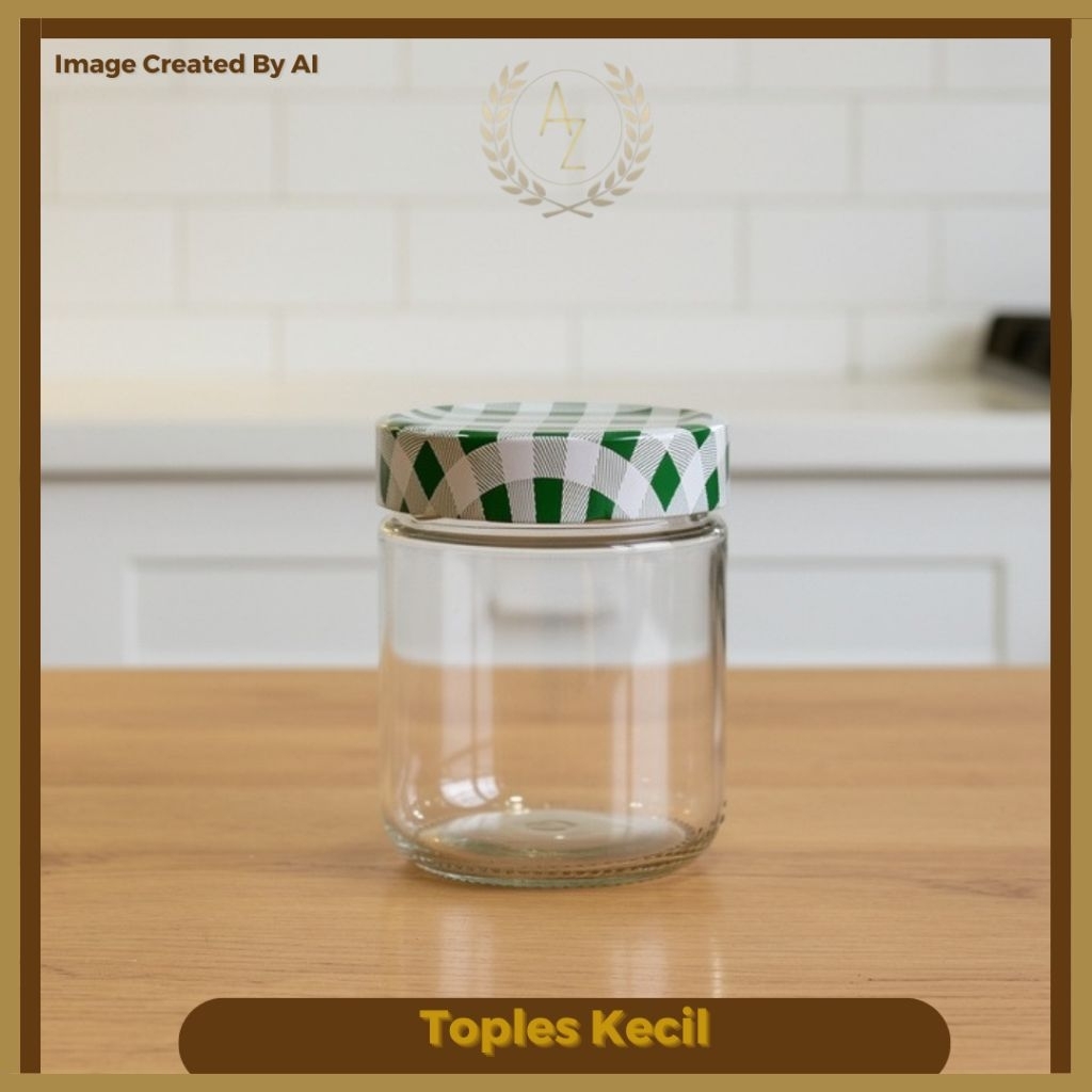 Toples Kaca + Penutup Motif Persegi / Toples Serbaguna / Toples Jajan Camilan