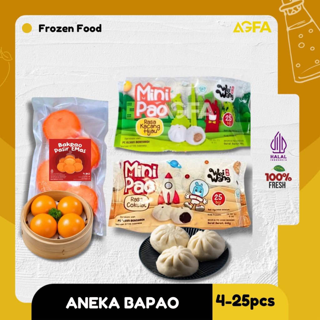 MINI PAO COKLAT WEI WANG / MINIPAO KACANG HIJAU/ MINIPAO COKLAT UMIA-MI / BERNARDI MINI PAO / BAPAO 