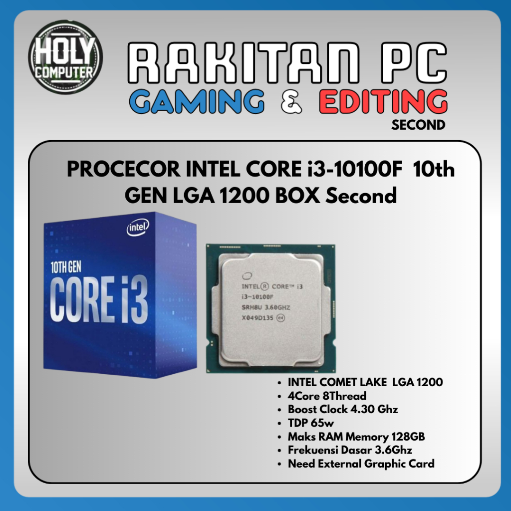 Procecor i3-10100F Second Box Original