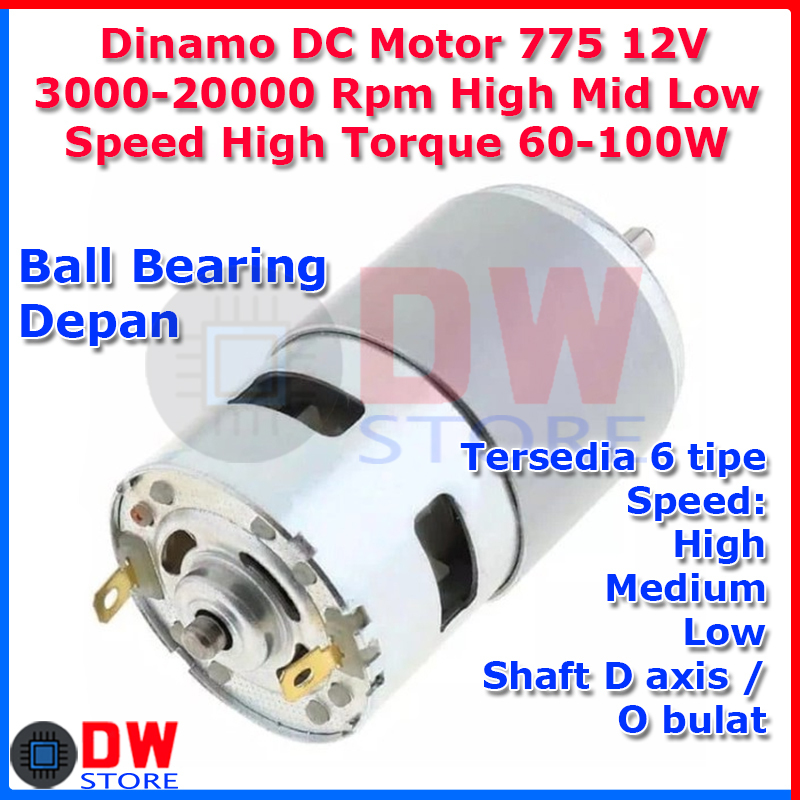 Dinamo DC Motor 775 12V 12000 Rpm High Speed High Torque 100W RS775 RS-775