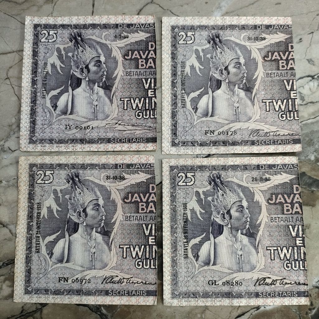 uang kuno Sanering wayang 25 Gulden