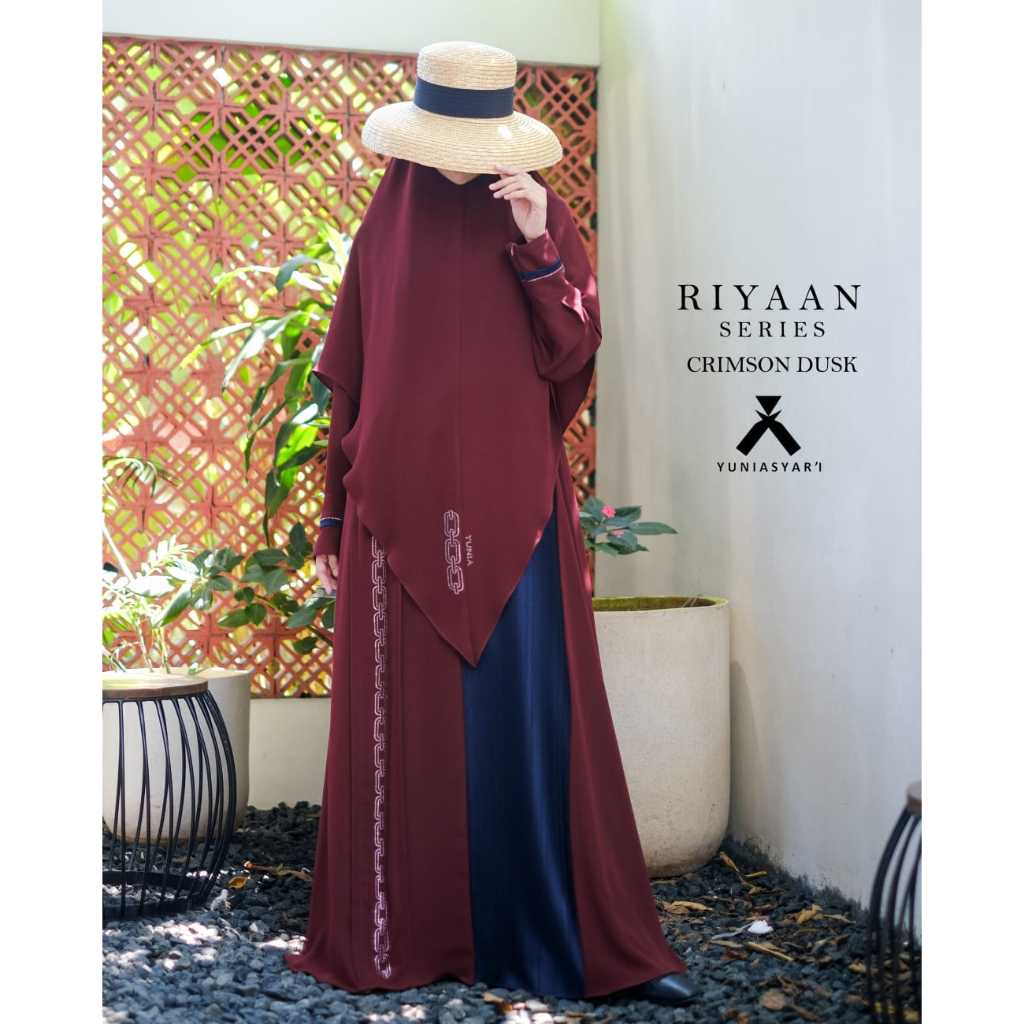RIYAAN SERIES YUNIA SYARI CRIMSON DUSK| KHIMAR BANDANA | BERGO | KHIMAR NONPAD | SET BAJU MUSLIM | A