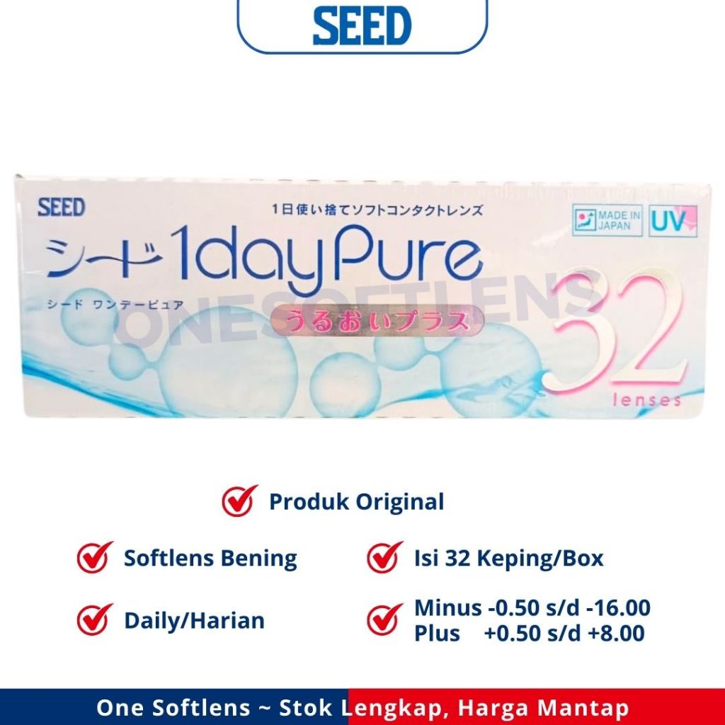 SOFTLENS SEED 1 DAY PURE MOISTURE SOFTLENS BENING HARIAN MINUS PLUS