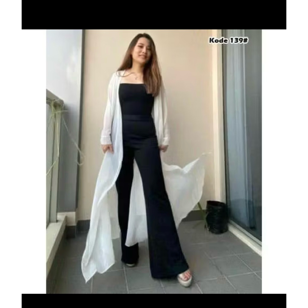 Cardigan Panjang sifon putih