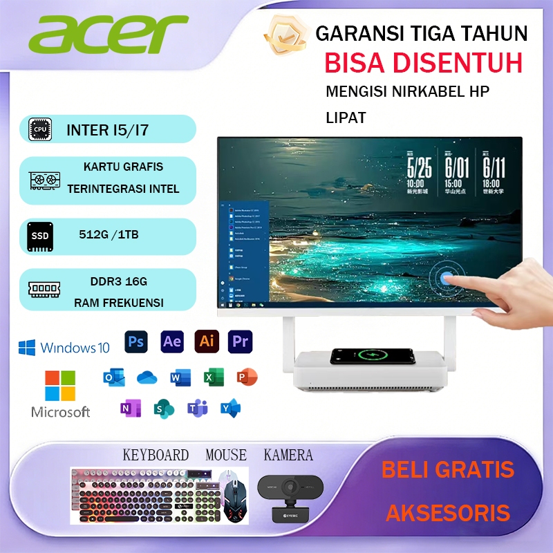Acer Komputer All-in-One ,24INCH Touchscreen Super Tipis HD, Intel Core i3/i5/i7 Garansi Resmi Untuk