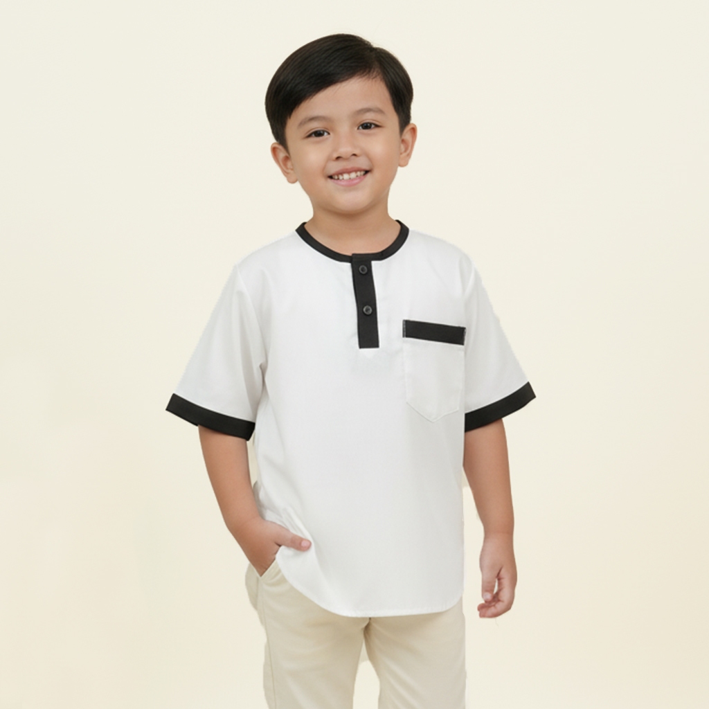Baju Koko Anak Laki-laki Modern Stylish 1-10 Tahun Koko Kurta Anak Katun Toyobo Terbaru Lebaran Meng