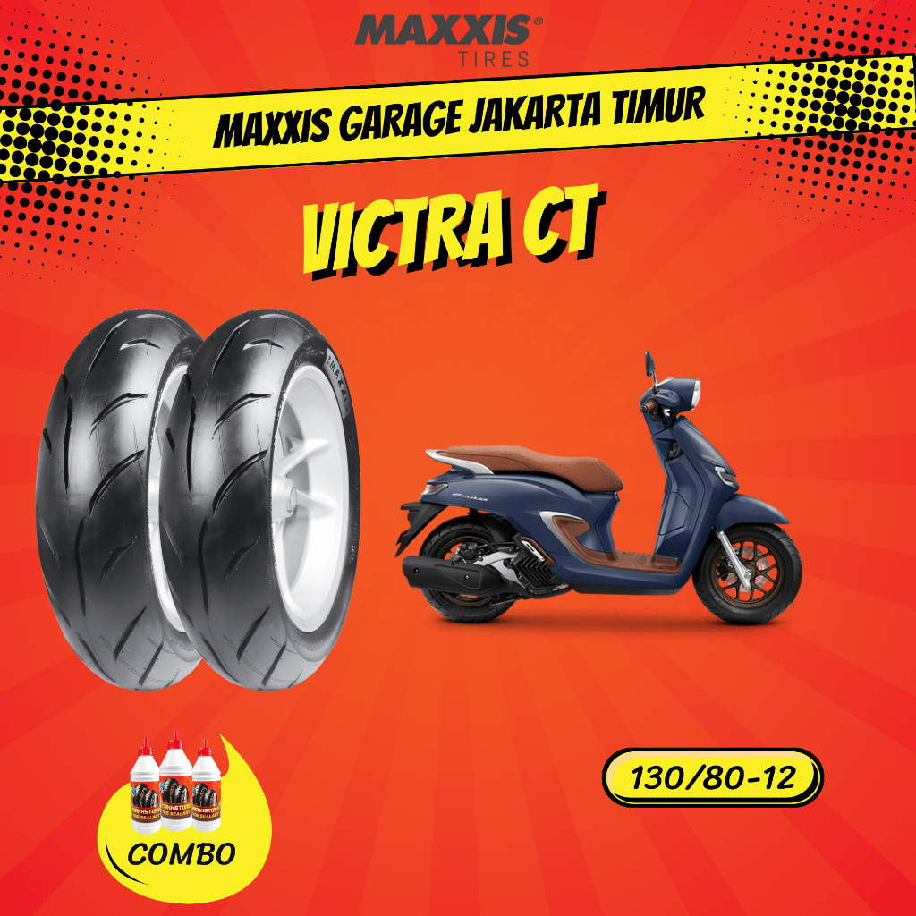 (READY COD) SNI BAN MAXXIS {130/80-12 } CT VICTRA Ban Motor MONKEY, VESPA SPRINT, STYLO /VESPA/ MATI