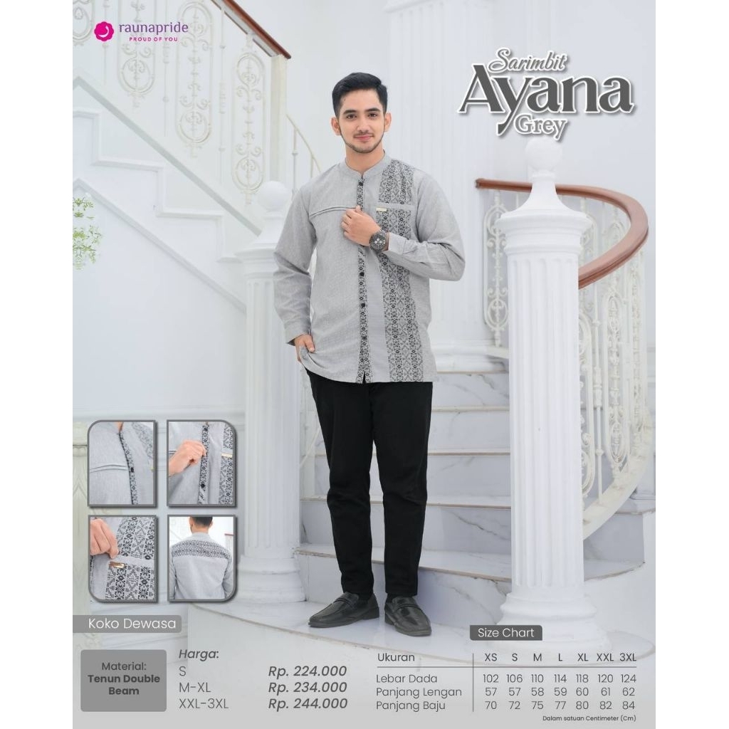 Baju Set Couple Dewasa By Rauna/Couple Best Seller/Gamis Motif Tenun/Couple Kekinian - Ayana Grey | 