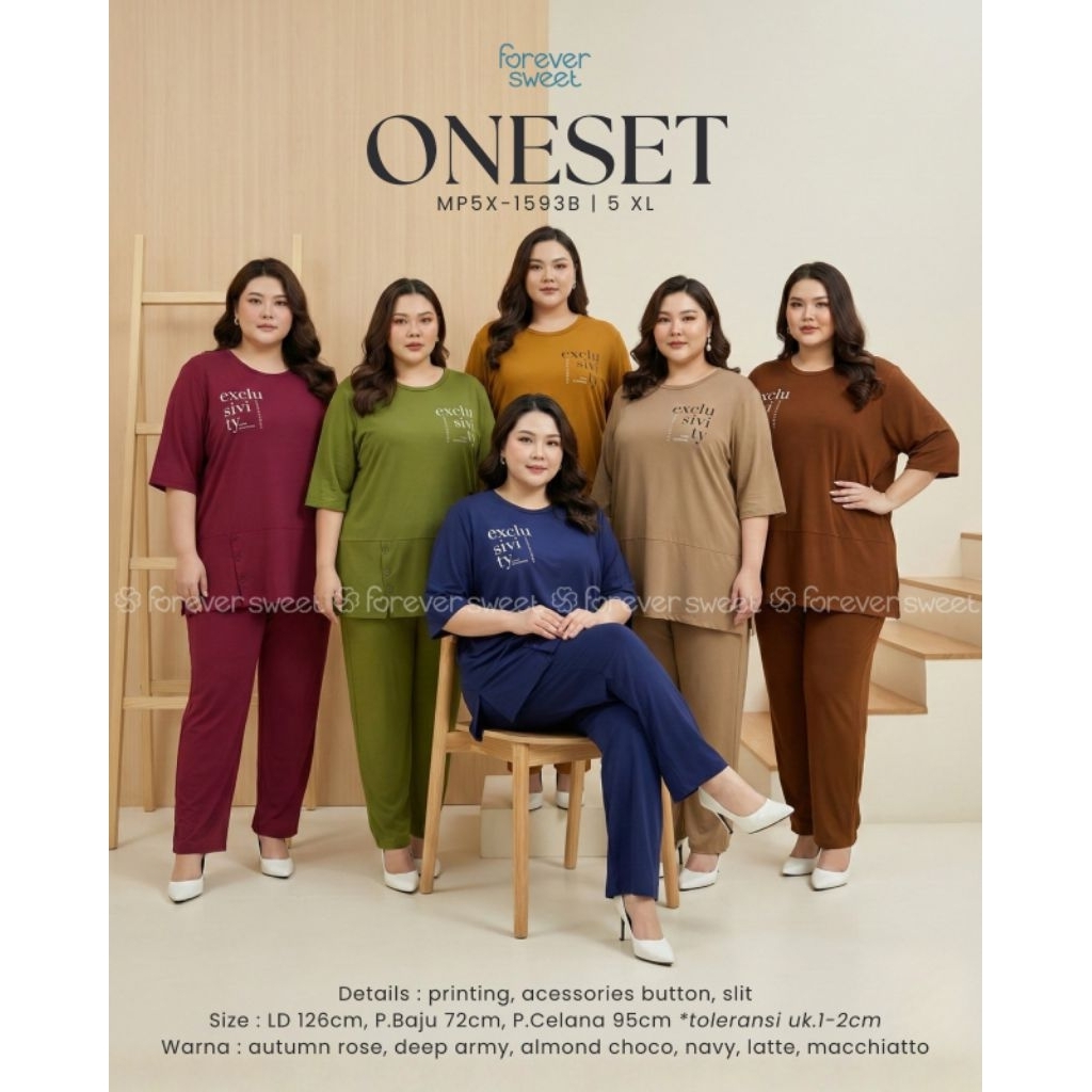 FOREVER SWEET ONESET JUMBO TANGAN PENDEK CELANA PANJANG ukuran 5XL
