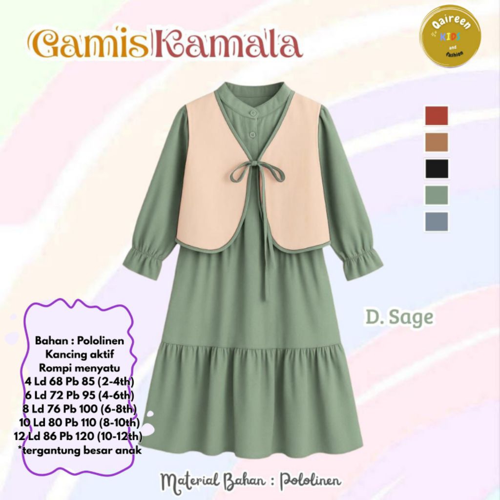 [ ata.id kids ] Kamala setelan gamis rompi muslim anak perempuan by Qaireen