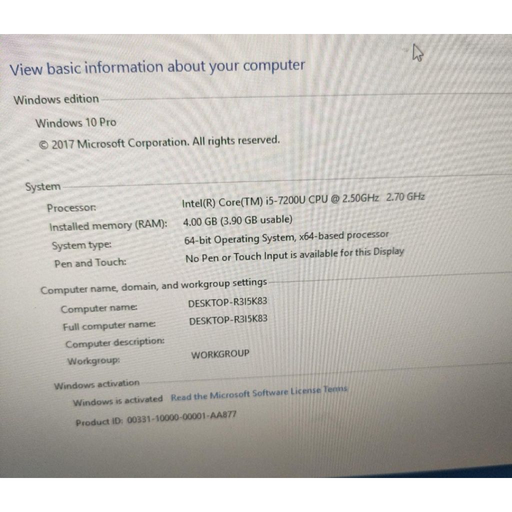 Motherboard hp pc all in one 20-C3041/tpc q028-20 i5 7200 second normal win 10