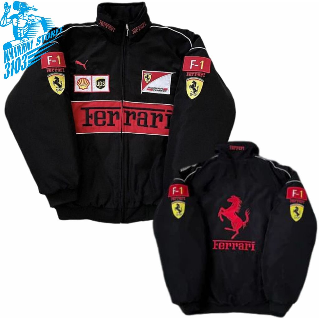 WanKrn Jaket NascarVintage F1 Racing Black Red Yellow New Series