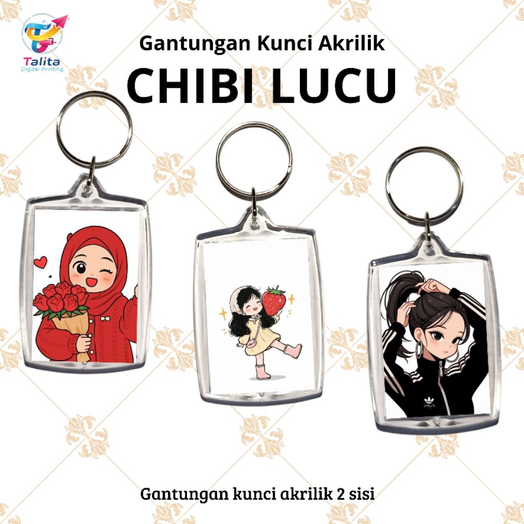 GANTUNGAN KUNCI AKRILIK 2 SISI | GANTUNGAN KUNCI AKRILIK CHIBI LUCU | KEYCHAIN AKRILIK | GANCI AKRIL