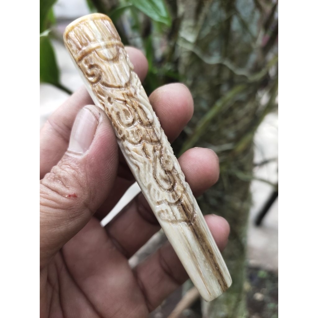 Bloom_Day Pipa Rokok Moncong Tulang Marlin Motip Ukiran Bunga Panjang 10Cm Harga Bersahabat
