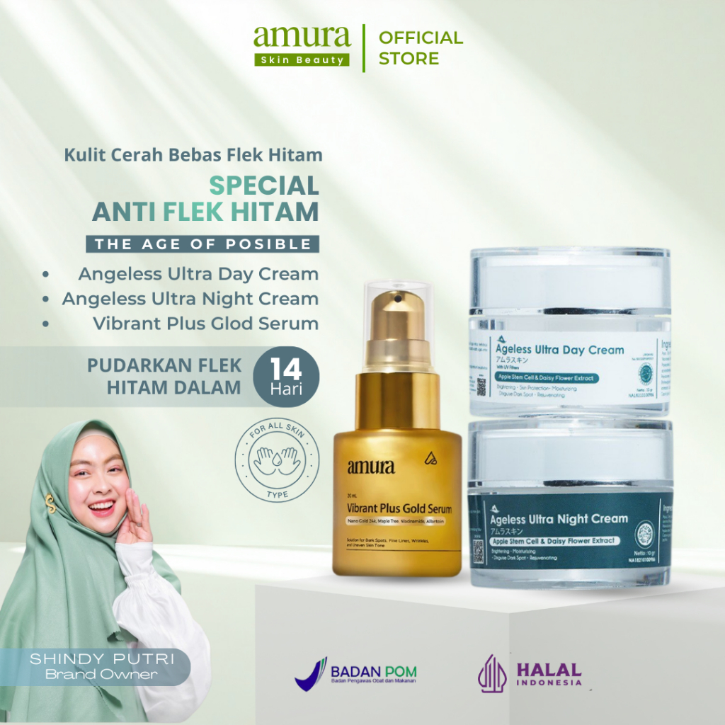 AMURA Paket Perawatan Wajah - Pemutih Wajah, Flek Hitam, Kulit Kusam, Regenerasi Kulit