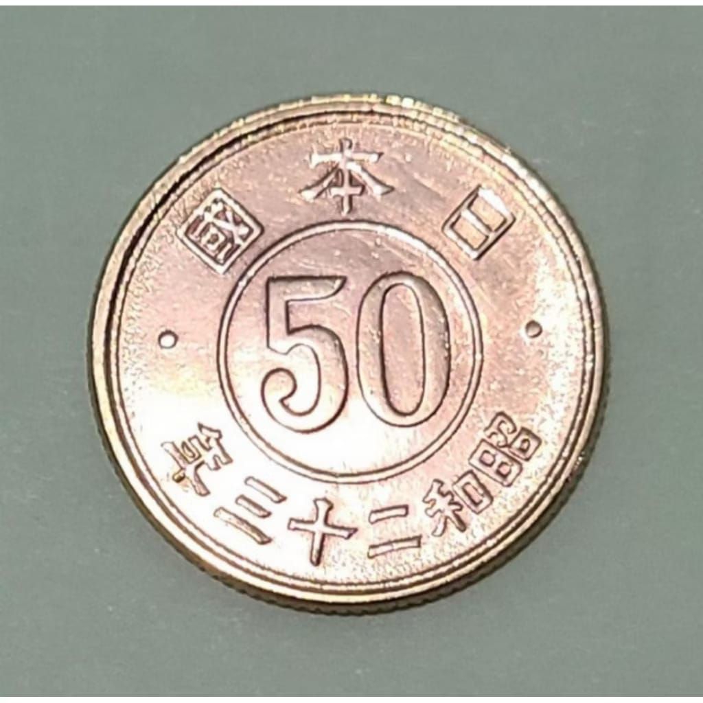 Koin 50 Sen Yen Jepang Japan Showa 1947 Koleksi Coin Logam Bekas Lama Kuno Jadul Langka Asing Luar N