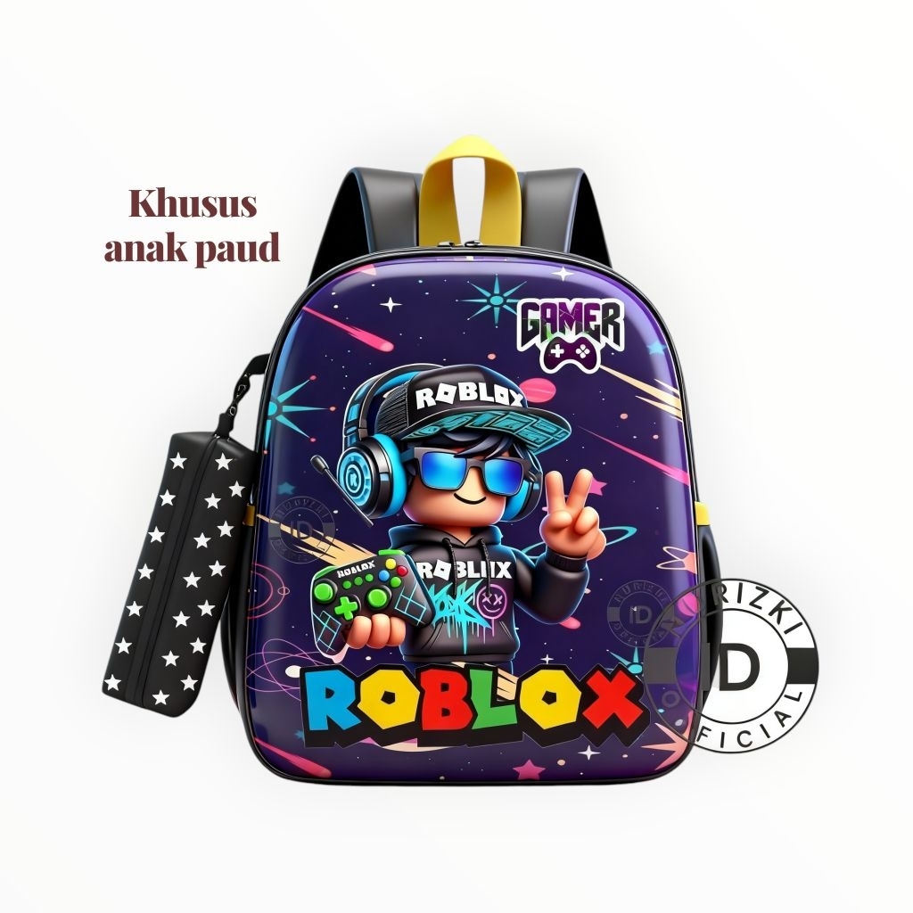 ROBLOX Tas Sekolah Anak Laki-laki Tas Anak Paud dengan  Tali Bahu Nyaman tas bermain