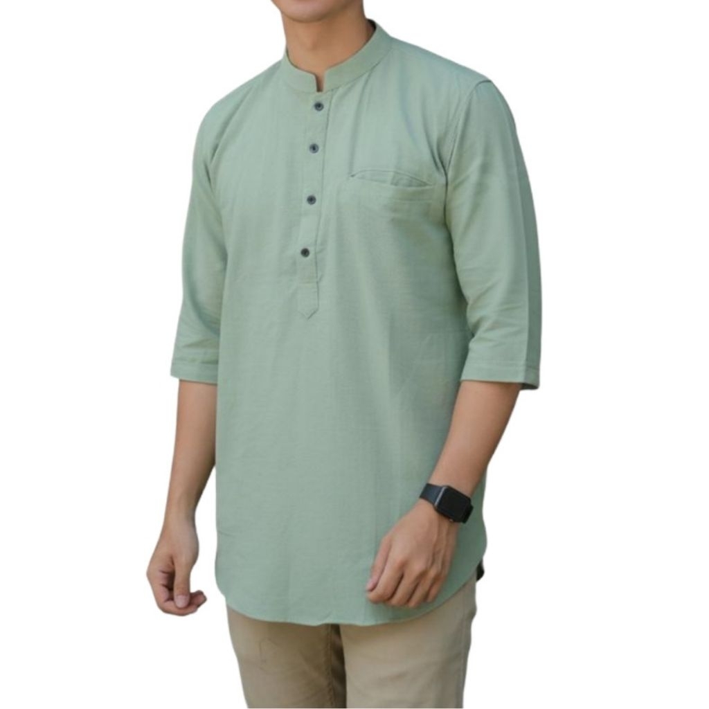 Baju Koko Pria Dewasa Kurta Pakistan Kemko Spesial Warna Sage Green Series