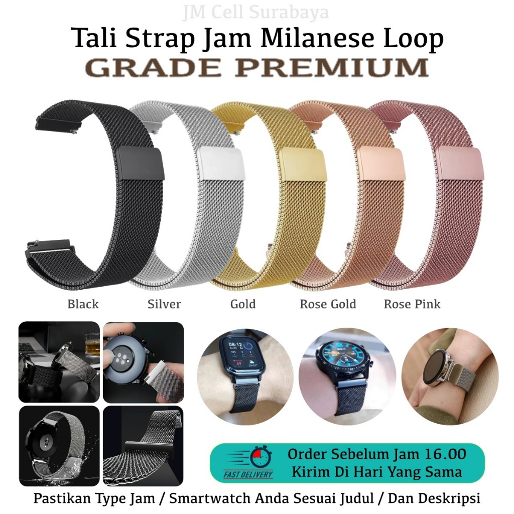 Strap Aolon Curve 3 Ultra Luxor GT5 Pro - Tali Jam Tangan Milanese Loop 22mm Metal Stainless Steel M