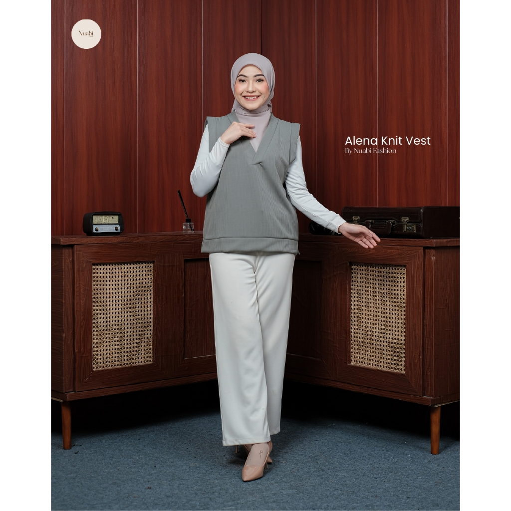 Alena Knit - Vest Rajut Polos Atasan Wanita Bahan Knit By Nuabi Fashion