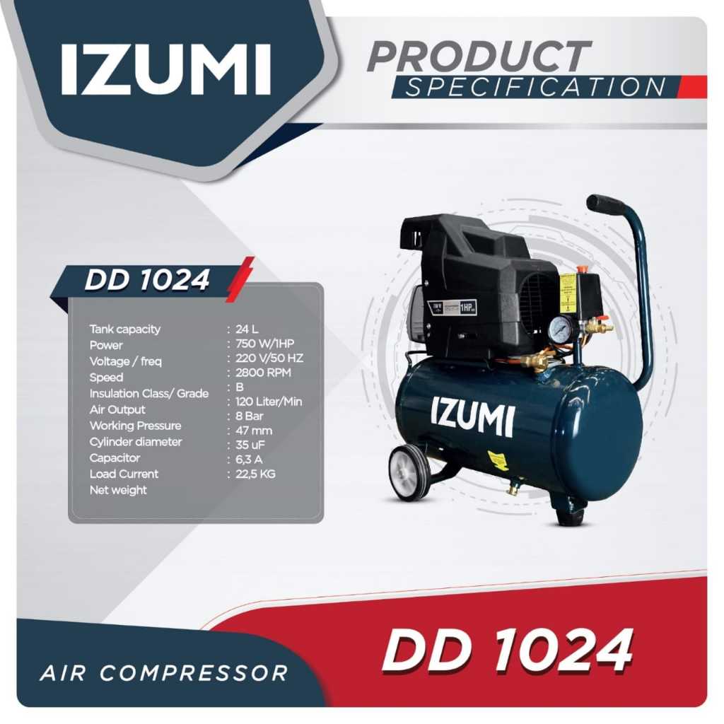 Kompesor IZUMI NLG DD10-24 1HP / Kompresor Angin 24 Liter IZUMI NLG