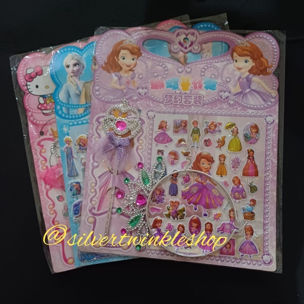 Mainan edukasi anak perempuan set aksesoris accesories fashion kalung necklace bead beads stiker sti