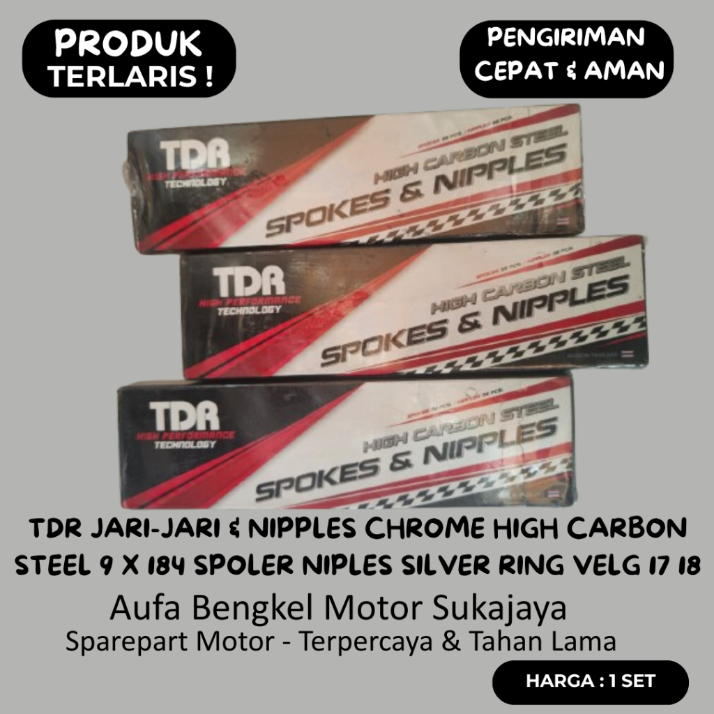 TDR Jari-Jari & Nipples Chrome High Carbon Steel 9 x 184 Ring Velg 17 18