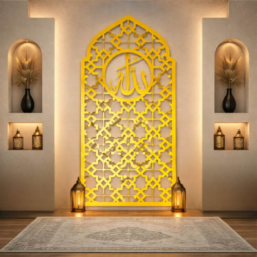 SultanLaser - Mihrab Mushola Kubah Lafadz Allah Hiasan Dinding Mushola Estetik Cutting Plywood