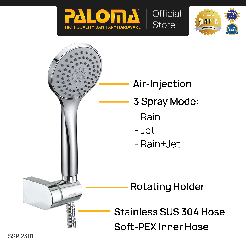 PALOMA SSP 2301 Shower Set Paket Handshower Mandi Hand Shower Head Shower Chrome Krom