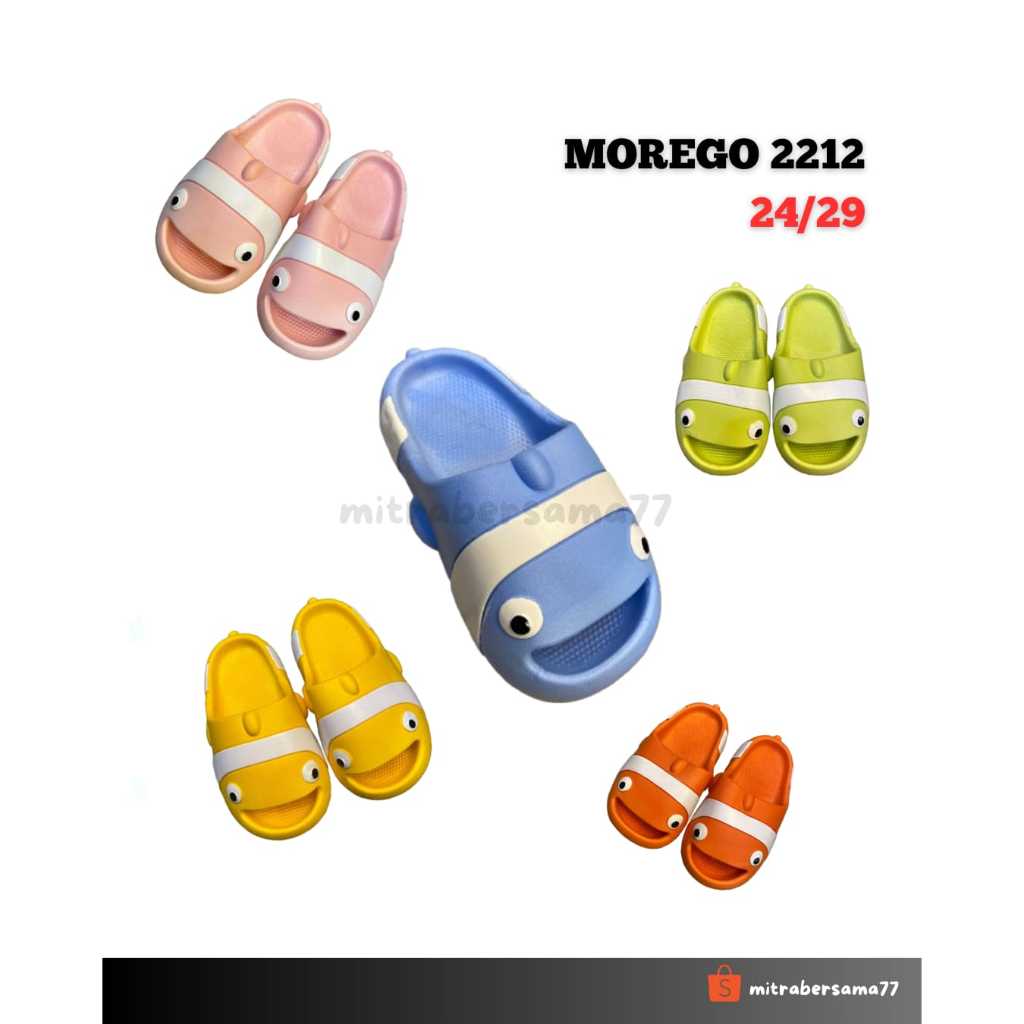 [BISA COD] (GROSIR 6 PSG) MOREGO 2212 sendal slop anak cewek/cowok model ikan lucu kekinian
