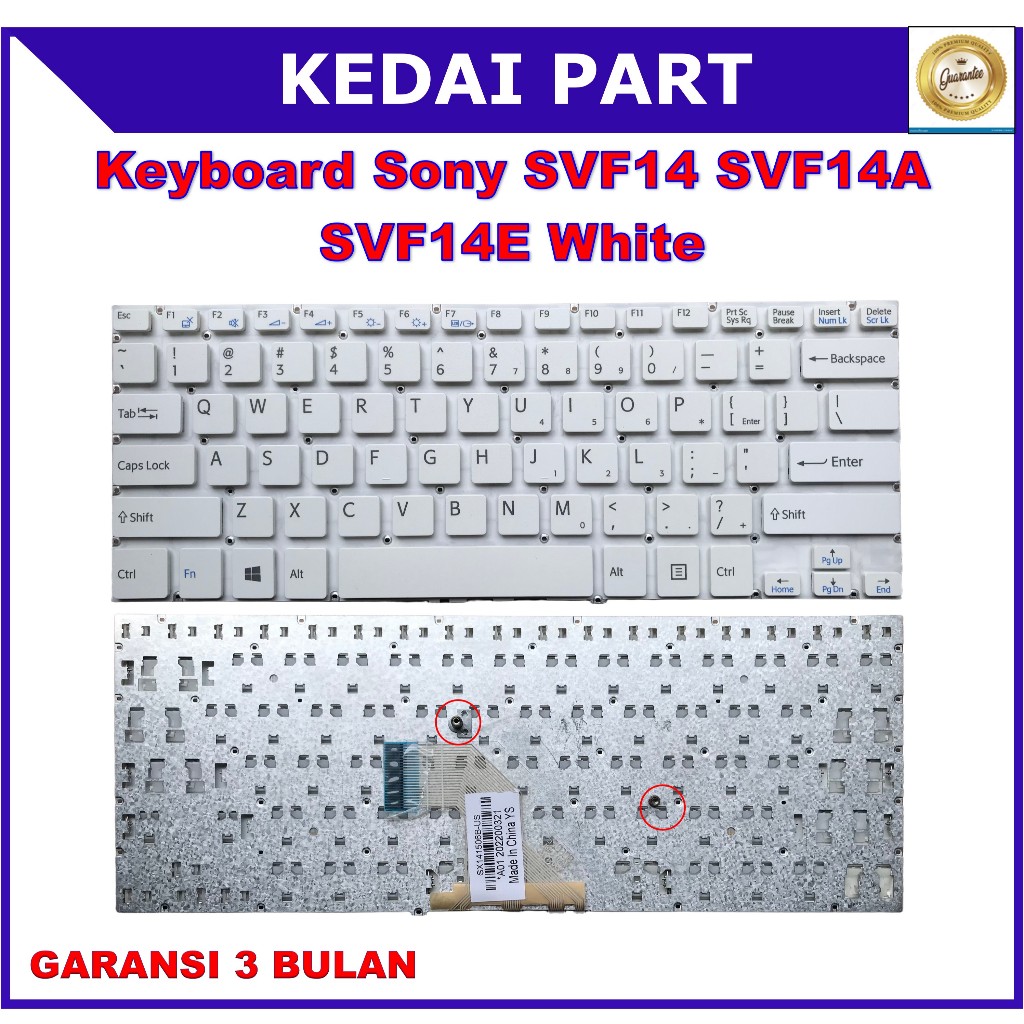 Keyboard Sony SVF14 SVF143 SVF142C29 SVF142C1WW SVF142C29M 14E White