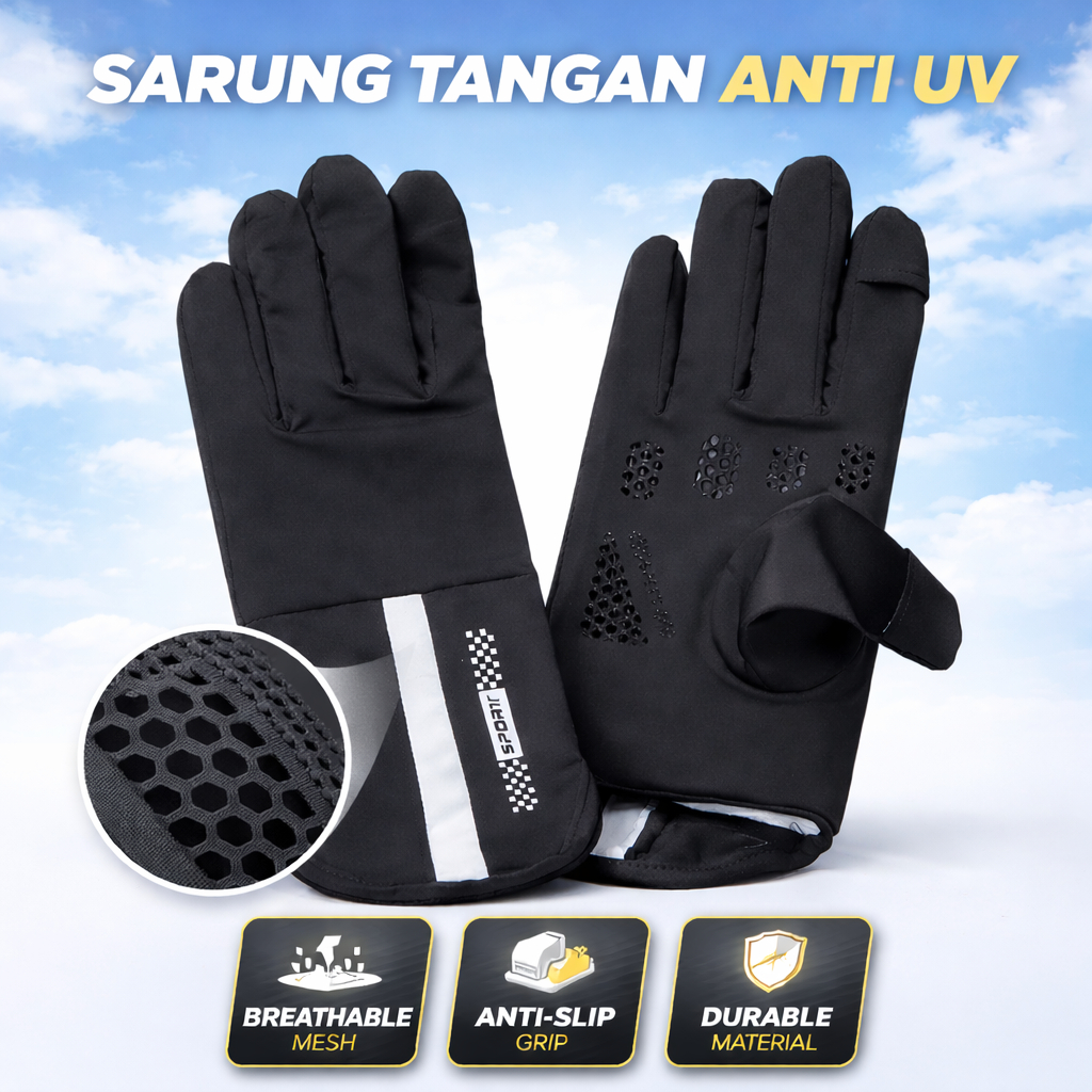 (IMPOR) Sarung Tangan Motor Anti UV Matahari Anti Selip / Motocycle Gloves