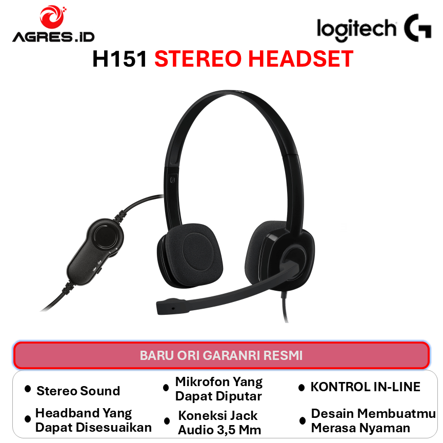 LOGITECH H151 HEADSET STEREO MIKROFON NOISE-CANCELLING