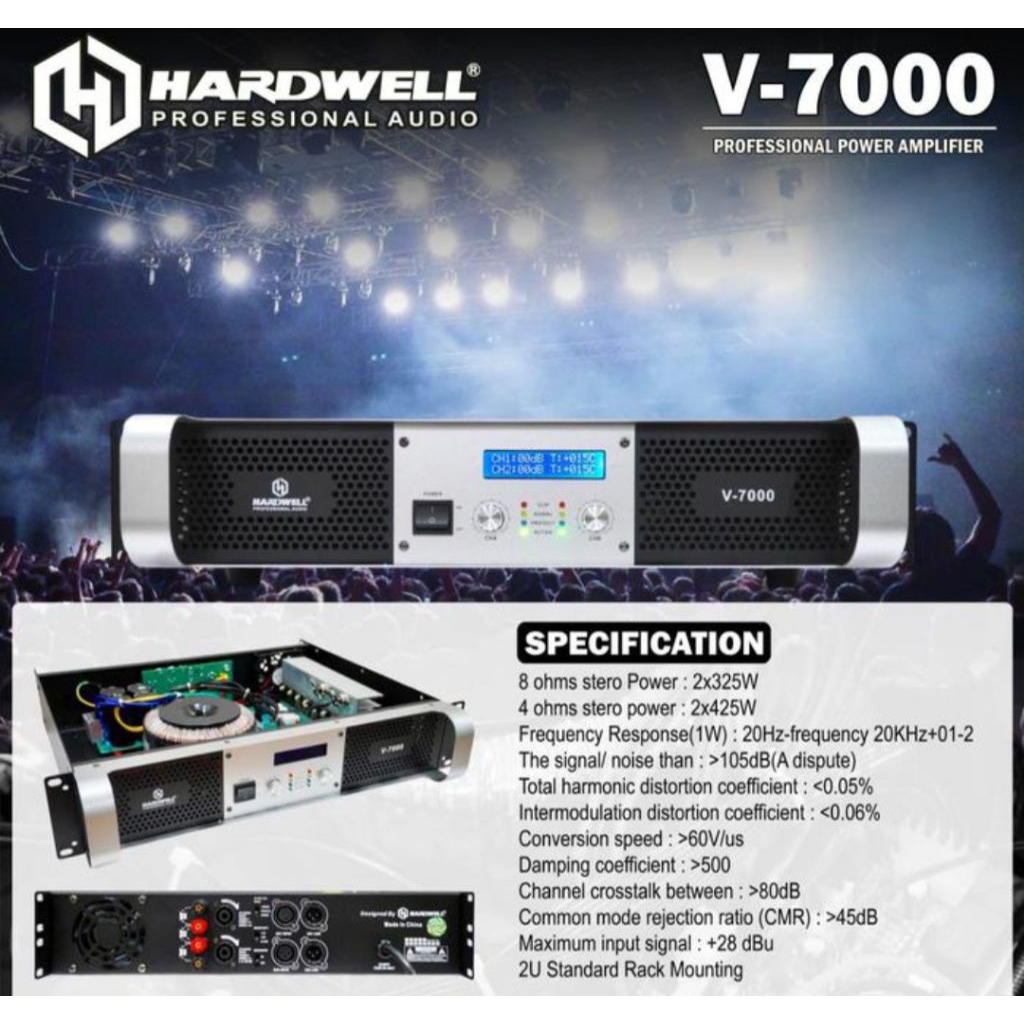POWER AMPLIFIER HARDWELL V7000 ORIGINAL 2 CHANNEL POWER AMPLI HARDWELL