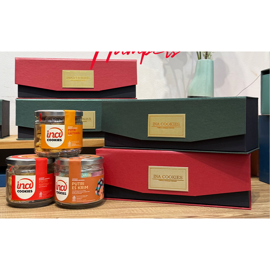 Hampers Box Jar Ina Cookies Kue Kering Premium Isi 3 Toples