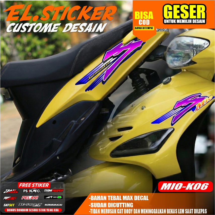 Striping Mio Sporty Transparan UV Bahan MaxDecal Model Minimalis Warna Pink|Biru Ready Stok Mio-K 06