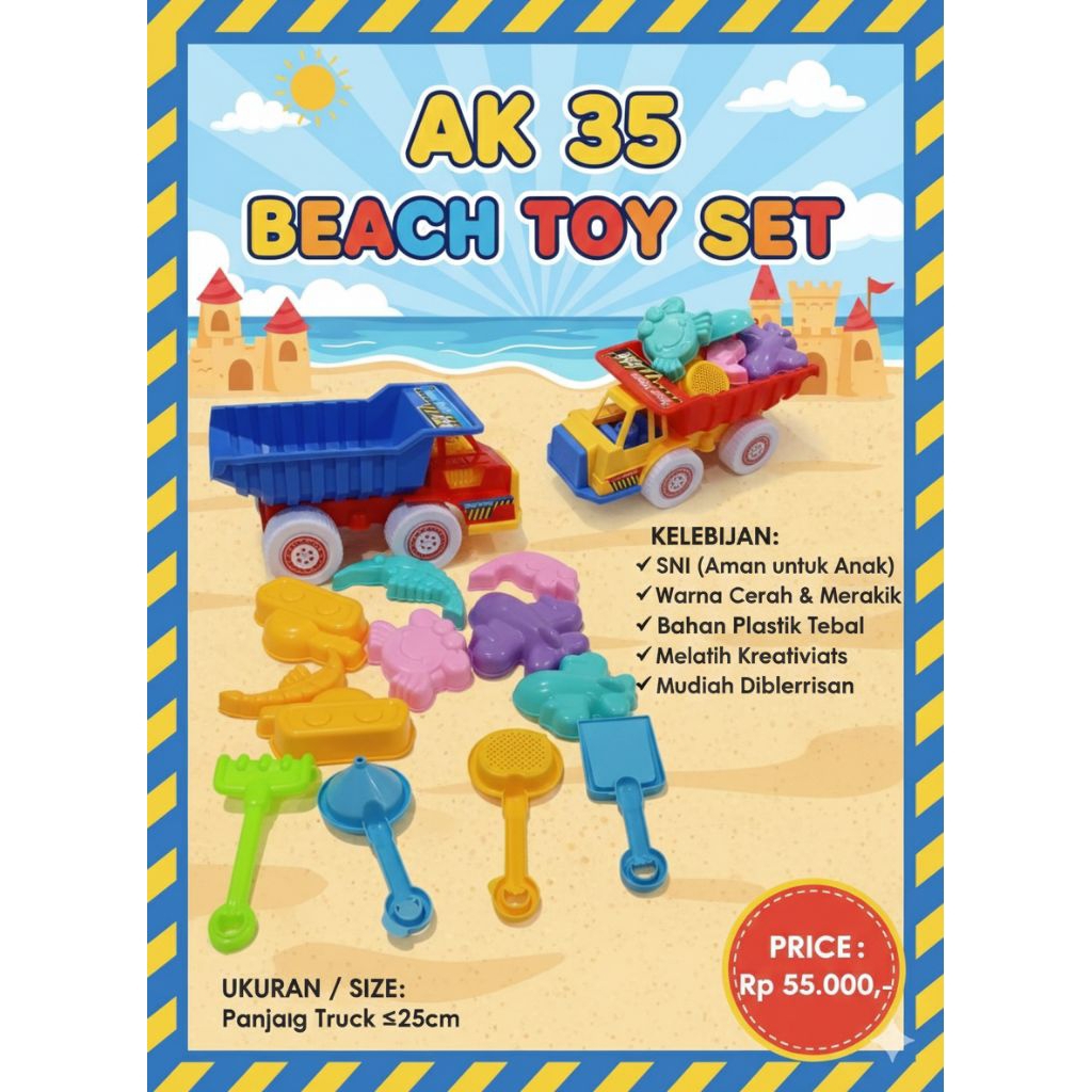 Mainan Anak Truk Pasir dan Cetakan AK 35 untuk Kreativitas Anak-anak