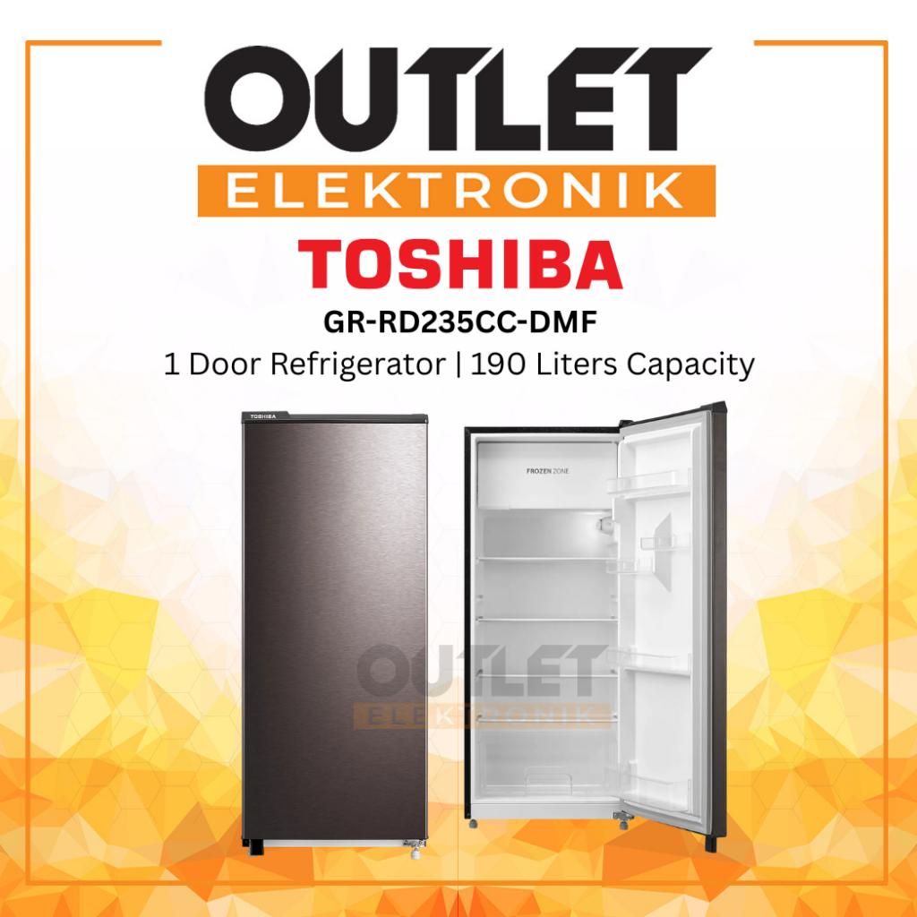 Toshiba Kulkas 1 Pintu 181L GR-RD235CC-DMF / GR RD235CC DMF Kapasitas 190 Liter Desain Praktis untuk