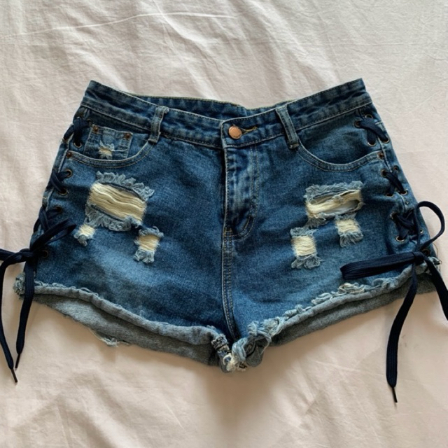 denim lace mini shorts y2k