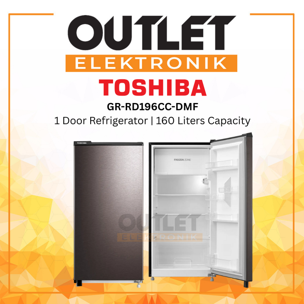 Toshiba Kulkas 1 Pintu GR-RD196CC-DMF 150 Liter Kapasitas Hemat Energi 65 Watt Kontrol Suhu Komparte