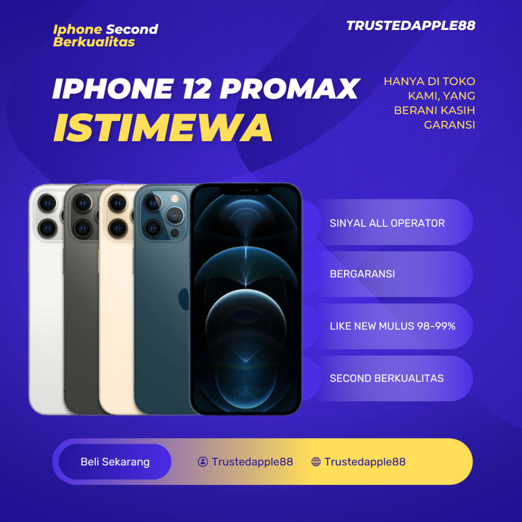 IPHONE 12 PROMAX 128GB 256GB 512GB SECOND ORIGINAL