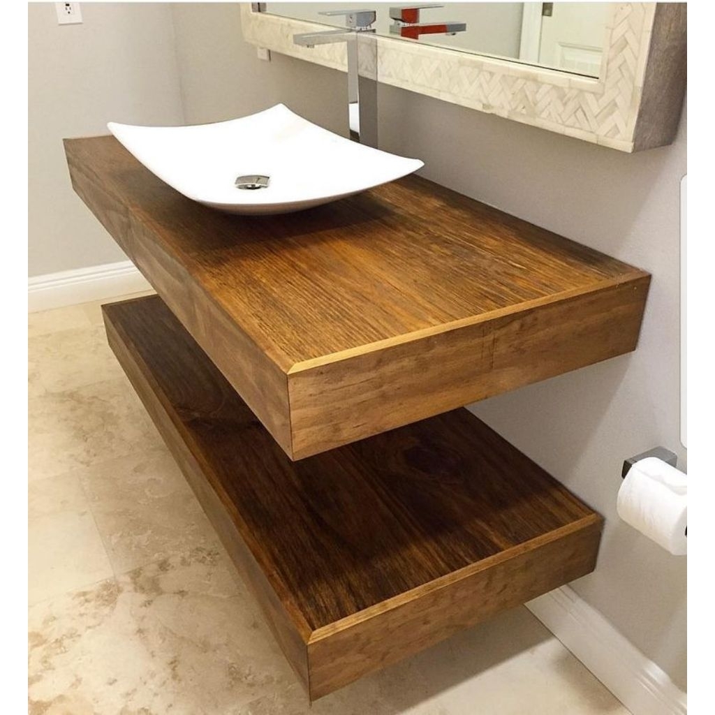 meja wastafel kayu mahoni 80x50x8/pake lis