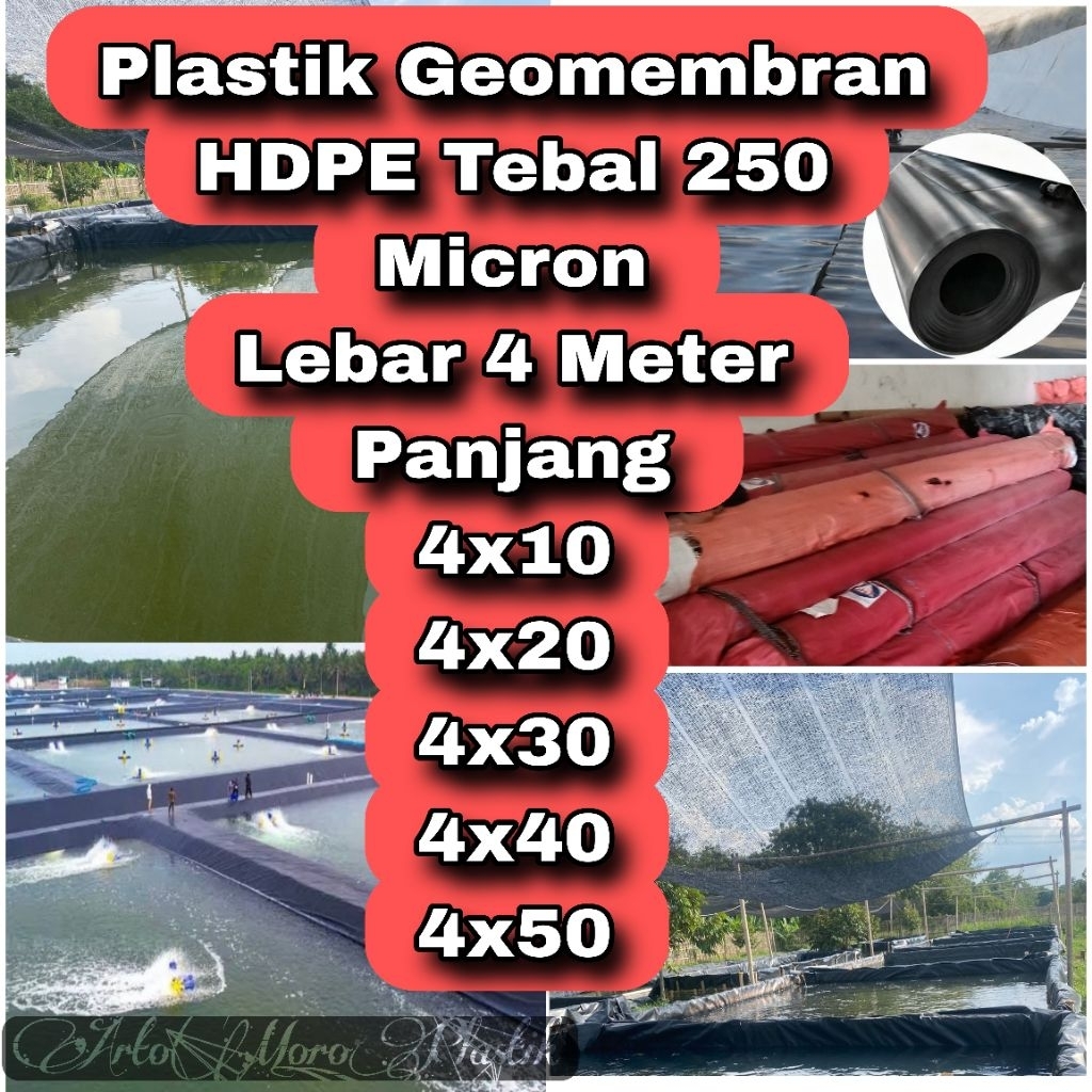 Plastik Geomembran HDPE Tebal 250 Micron Lebar 4 Meter