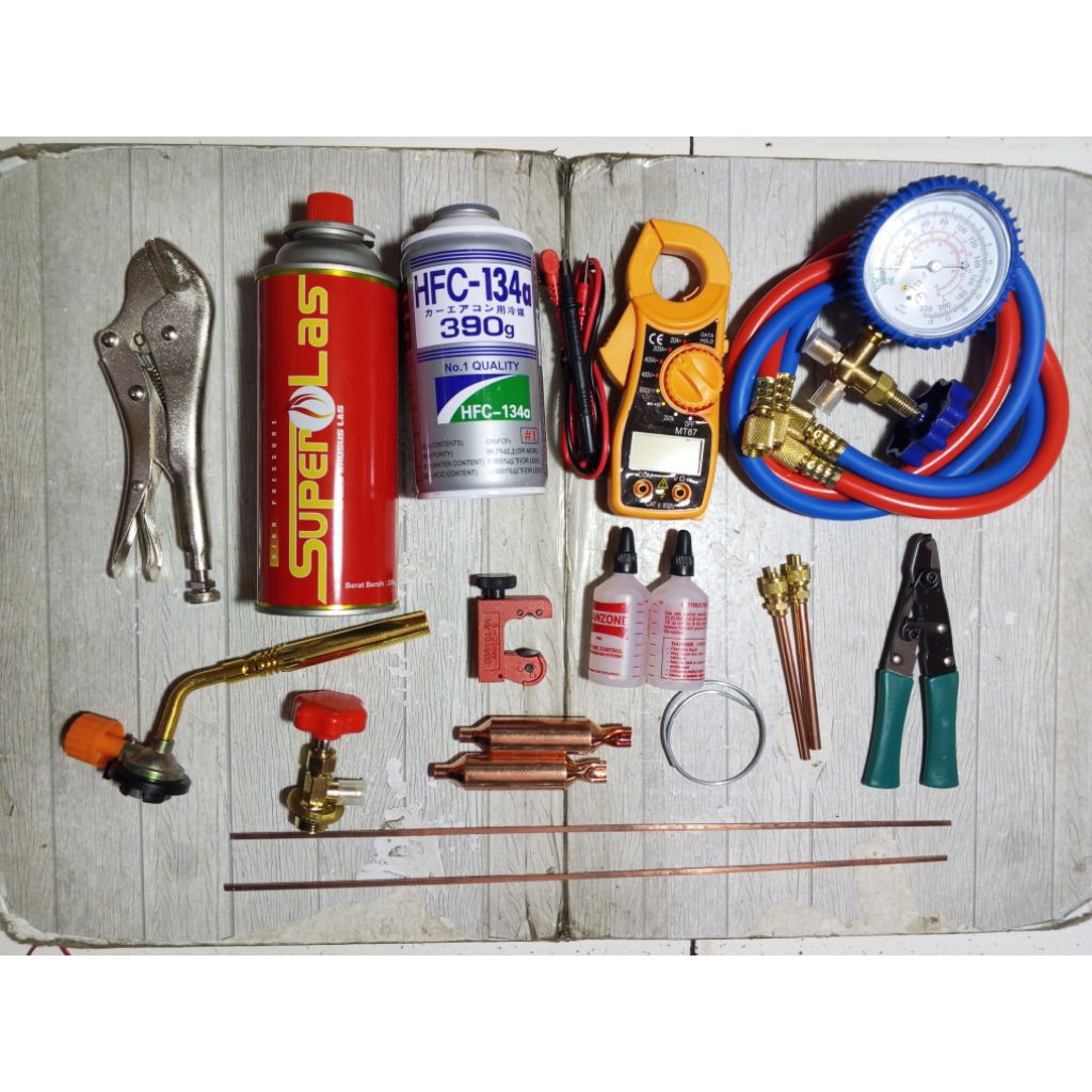 Paketan alat service pengisian freon R134a