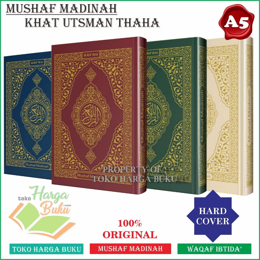 Foto Mushaf Madinah RAFAH A5 HC Non Terjemah Tajwid Blok Warna Waqaf Ibtida Khat Utsman Thaha - Alqosbah