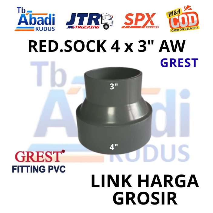 Sambungan Pipa Vlok Sock / V.Sock / Reducer 4 x 3 Inch GREST