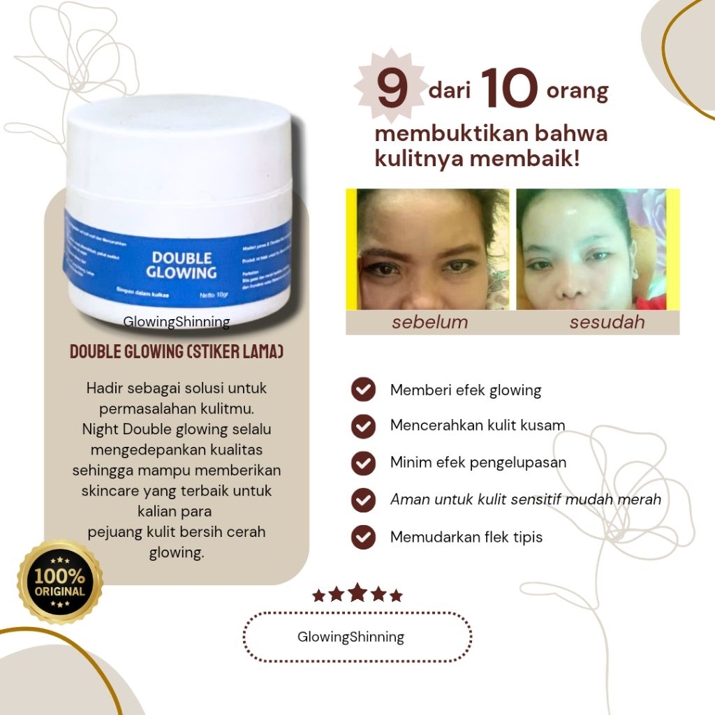 Night cream double glow, double glowing, krim malam double glow, krim malam glowing