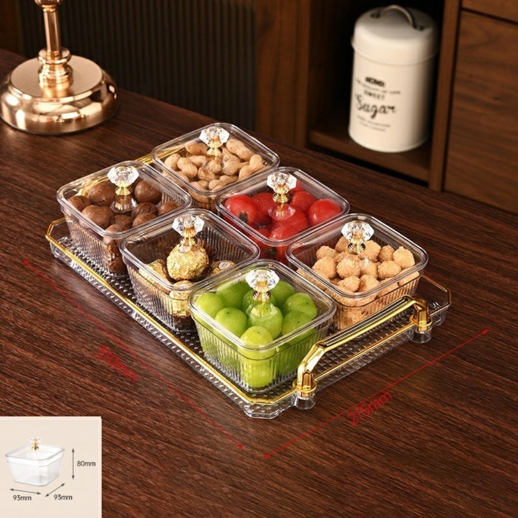 Toples Mutiara Nampan Set 6 1208 / Toples Lebaran / Toples Minimalis / Toples Serbaguna