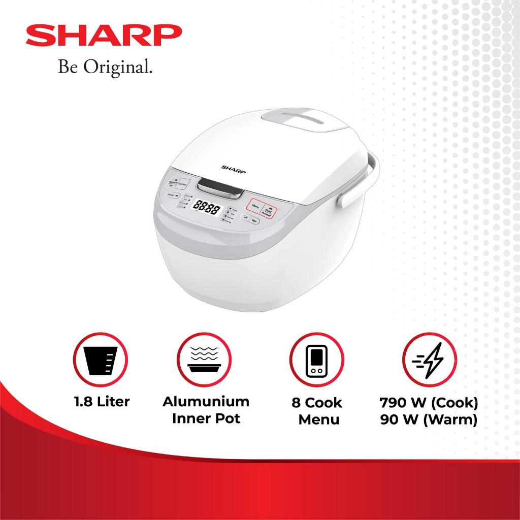 Sharp Rice Cooker Digital 1.8L KS DS18WH / KS-DS18-WH / KS-DS18 White Magic Com - 8 Auto Cook Menu -
