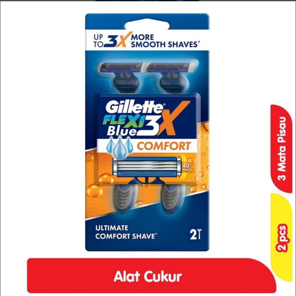 Gillette Flexi Blue 3 Alat Cukur Pria Comfort 2 Pcs